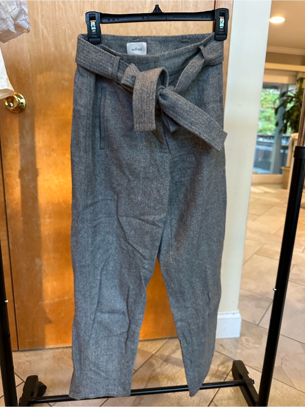 Wilfred Gray Wool Tapered Tie-Waist Pants